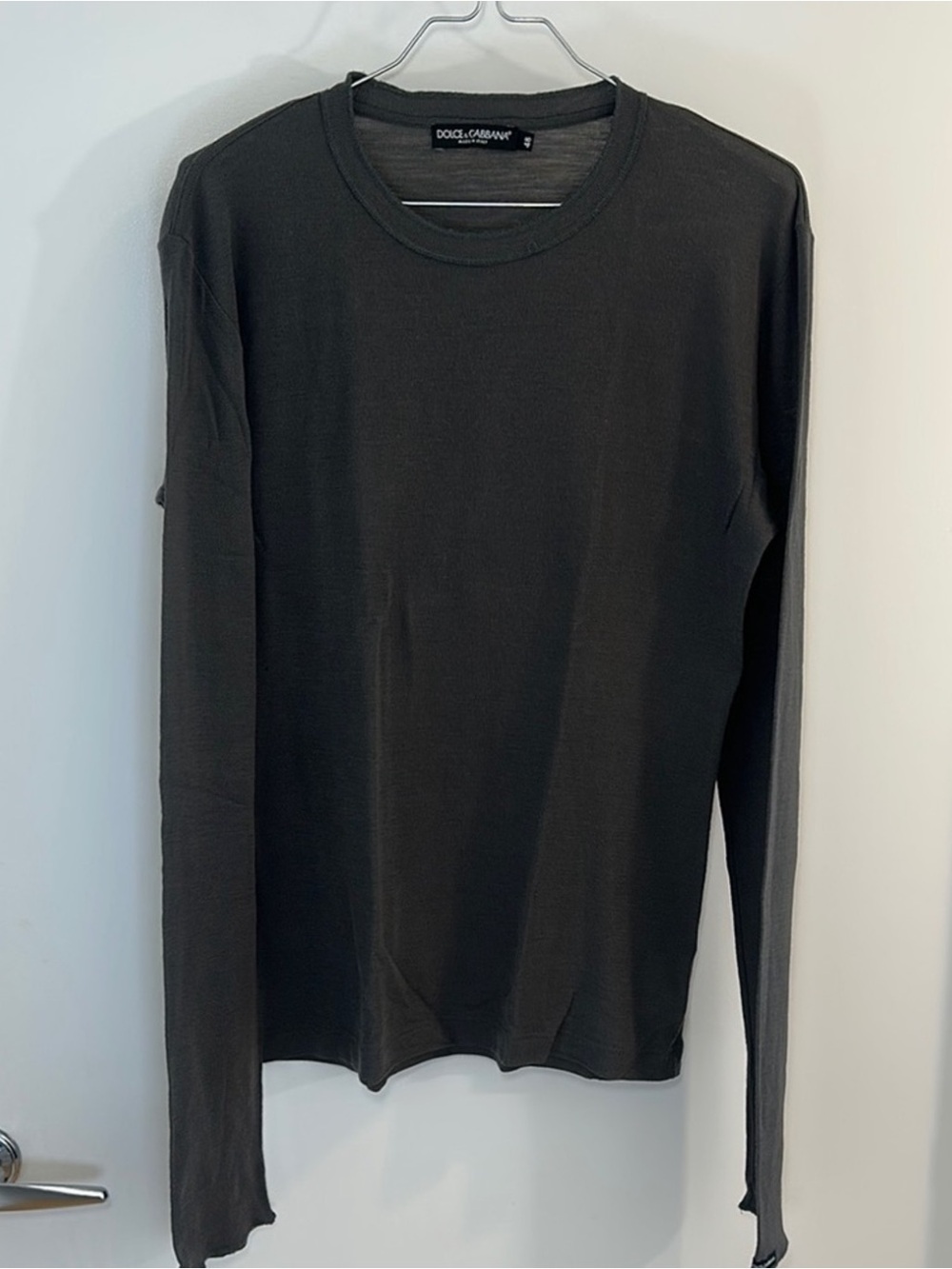 Dolce & Gabbana Men's Long-Sleeve Crewneck Shirt - Charcoal